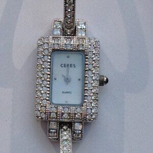 Ceres Ladies Watch Art Deco Tank Pave Crystal Bling